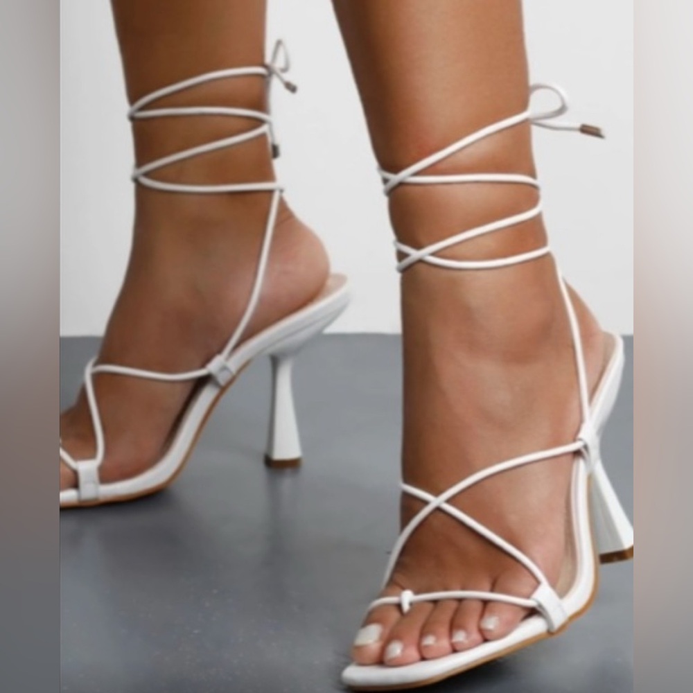 White lacey heels